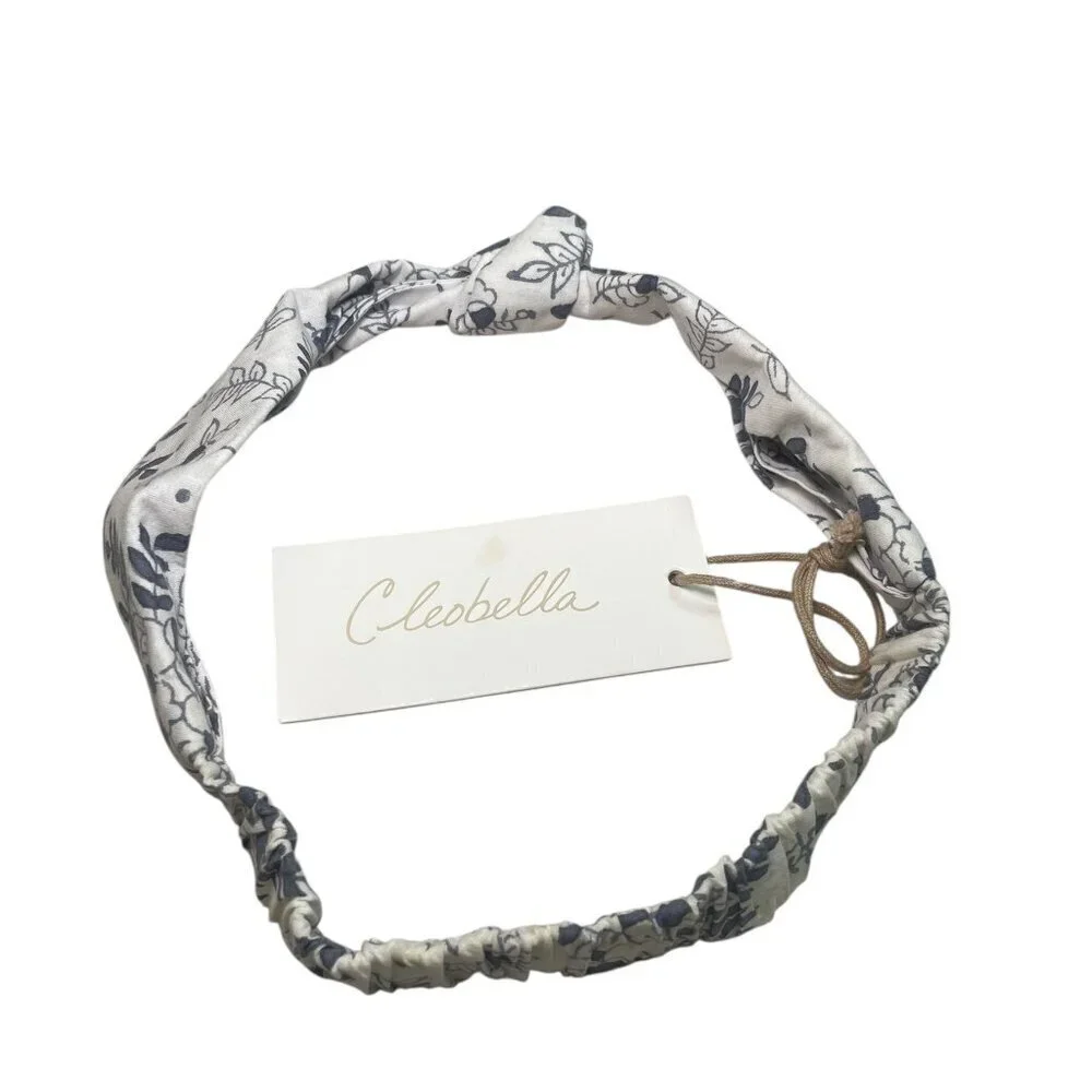 Cleobella Blue White Floral Knot Headband NWT Organic Cotton